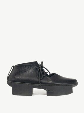 Trippen July Black Lace-Up Cutout Platforms